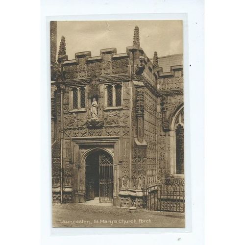 cornwall postcard launceston st. marys church .frith's