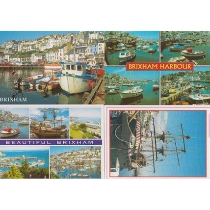 Brixham Harbour 4x Boat Marine Mint Postcard s