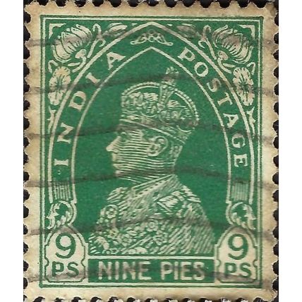 INDIA, King George VI, Imperial Crown of India, green 1937, 9pies