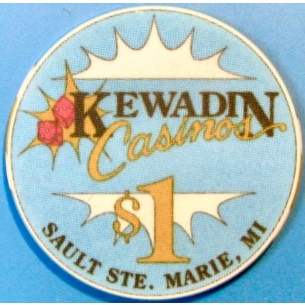 Kewadin. $1 Casino Chip. Sault Ste Marie, MI. X86a.