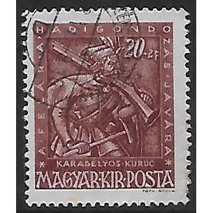 Mi 727: 20 f. + 2 f. deep carmine-brown War Care, wmk. X B1