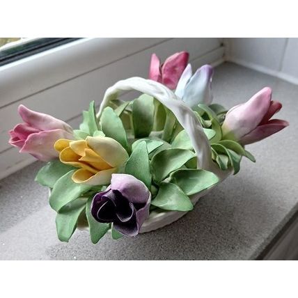 Crown Staffordshire Flower Posy Basket Ornament. Limited edition No. 254, Boxed