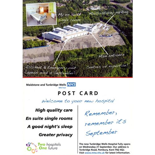 Kent - TUNBRIDGE WELLS - New Hospital - Souvenir Postcard - 2011 (Pembury)