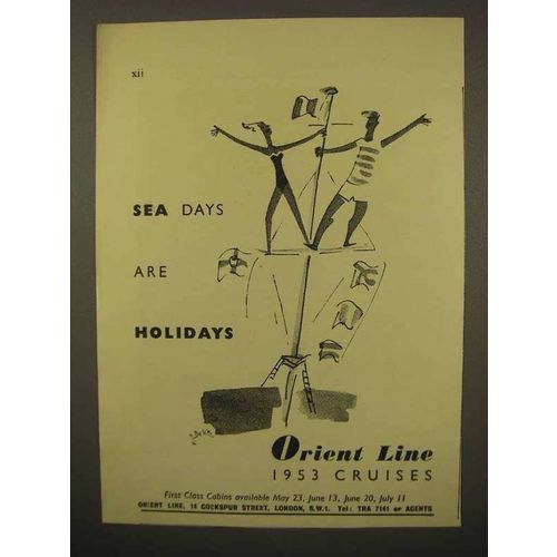 1954 Orient Line Cruise Ad - Sea Days are Holidays