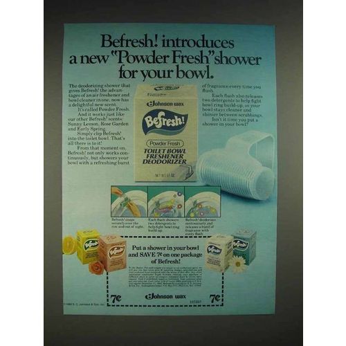 1980 Johnson Wax Befresh Powder Fresh Deodorizer Ad