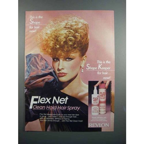 1983 Revlon Flex Net Clean Hold Hair Spray Ad