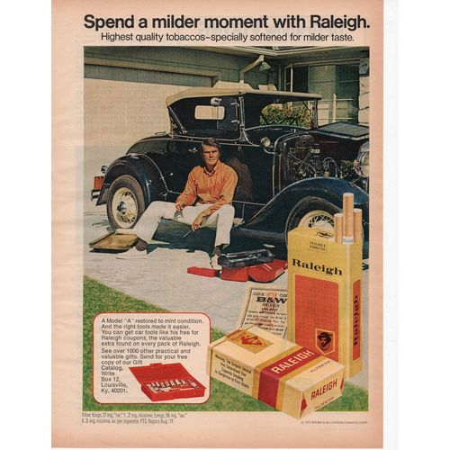Raleigh Cigarettes vintage Full Page Print Ad June 1972