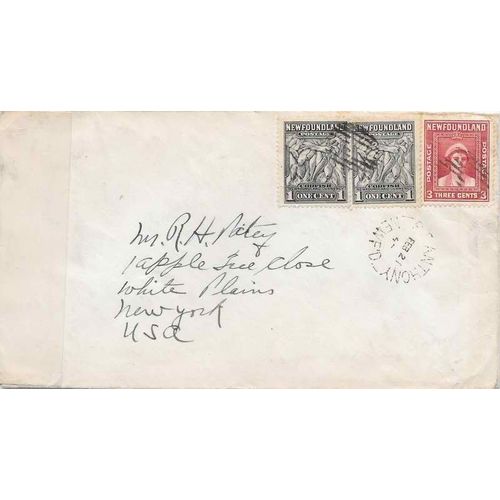 Newfoundland 1944 St. Anthony to New York USA CENSORED #37