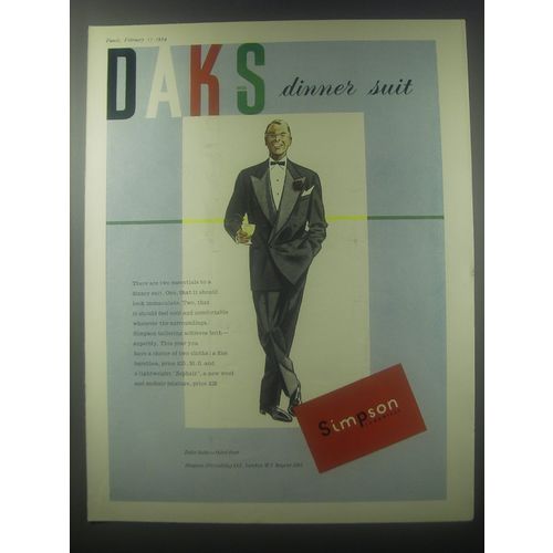 1954 Daks Dinner Suit Ad - Daks Dinner Suit