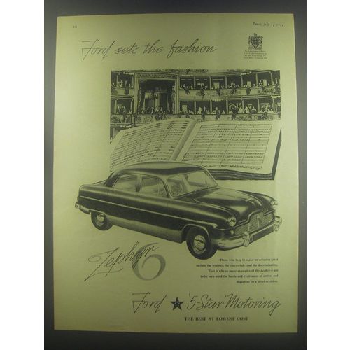 1954 Ford Zephyr 6 Car Ad - Ford sets the fashion
