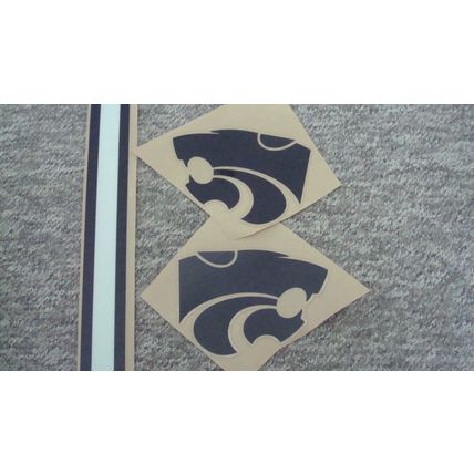 KANSAS STATE JAYHAWKS FULL SIZE FOOTBALL HELMET DECALS W/STRIPE & BUMPERS