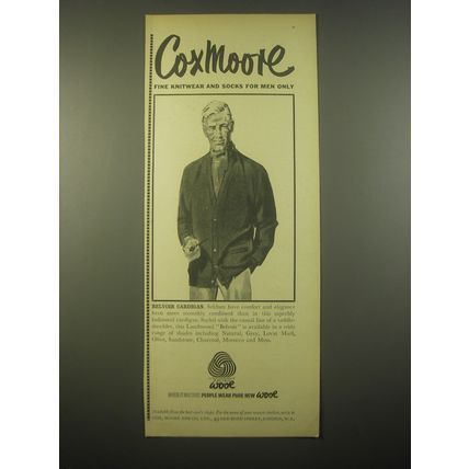 1966 Coxmoore Belvoir Cardigan Ad - fine knitwear and socks for men