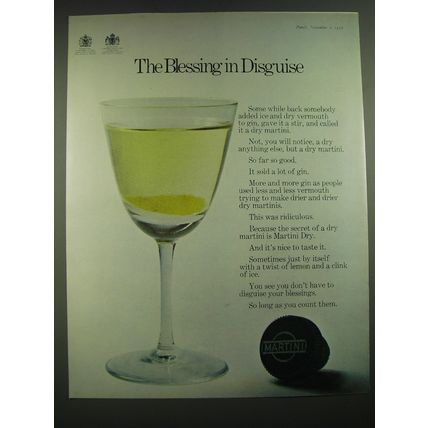 1968 Martini & Rossi Dry Vermouth Ad - The blessing in disguise