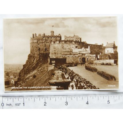 vintage postcard Edinburgh Castle, Changing the Guard