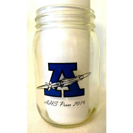 AUBURN MASSACHUSETTS HIGH SCHOOL ROCKETS AHS PROM 2016 CANNING JAR with LOGO