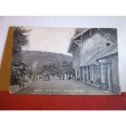 HAFOD ARMS HOTEL, DEVIL'S BRIDGE, Aberystwyth used antique postcard 1923 pm =