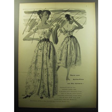 1957 Lord & Taylor Dress Advertisement - There are butterflies on the terrace