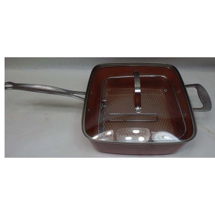 3 Piece Deep Fryer 10" Square Stove Top Pan EXCELLENT CONDITION!