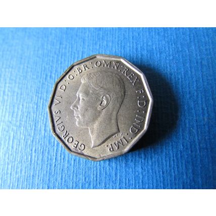 1941 GEORGE VI BRASS THREEPENCE FREE POST.