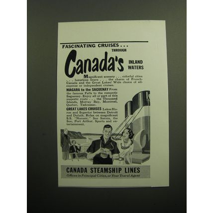 1949 Canada Steamship Lines Ad - cruises through Canada's inland waters