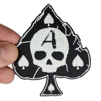 Ace of Spades Skull Iron On Patch Embroidered Sew Biker Punk 6.3 x 7.3 cm P443