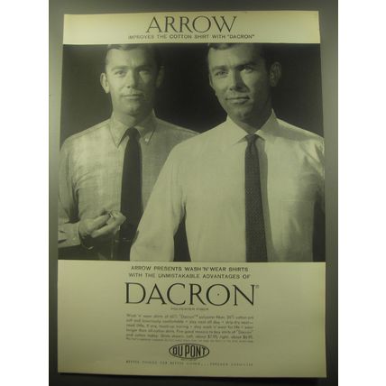 1959 Du Pont Dacron Ad - Arrow improves the cotton shirt with Dacron