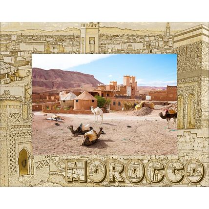Morocco Laser Engraved Wood Picture Frame Landscape (3 x 5)