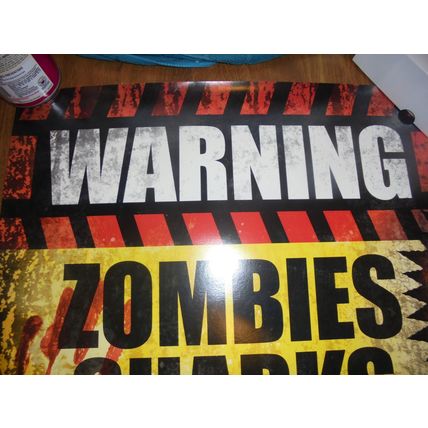 WARNING: ZOMBIES, SHARKS & NINJAS POSTER!! $17.00 Shipped!! Brand New!!