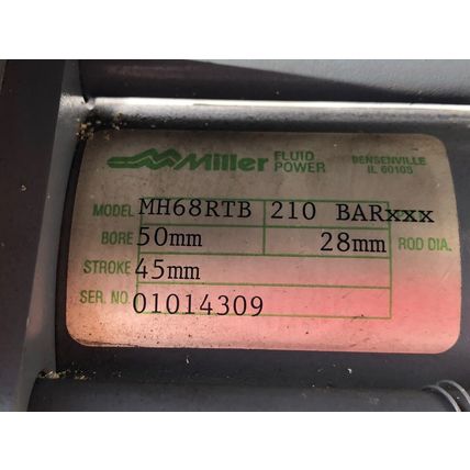 MILLER MH68RTB HYDRAULIC CYLINDER,3/4NPT 50mm-BORE, 45mm-STROKE, 210-BAR,HD