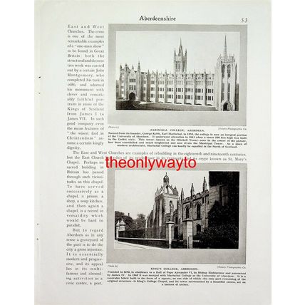 Marischal & King's College, Aberdeen, Scotland, UK, Book Illustration, c1920