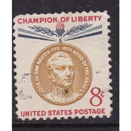 United States 1959 Jose de San Martin 8c Fine Used SG 1125 VGC