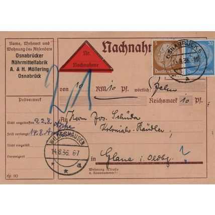 Nachnahme Osnabruck German Third Reich Factory Old Postcard