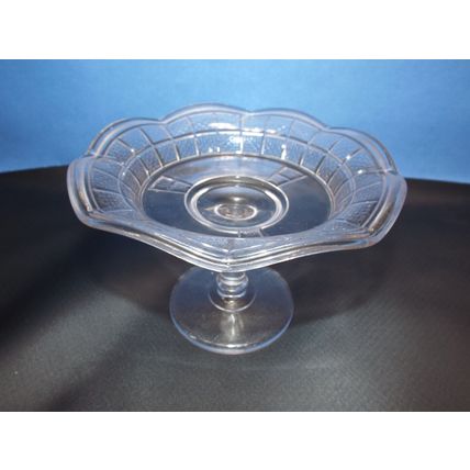 Antique 1800's Vaseline Glass Diamond Pattern Compote Candy Dish 7.5" W 5" Tall