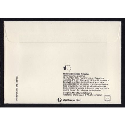 Australia - 1987 - Numbat Pre-printed Envelope, FDC