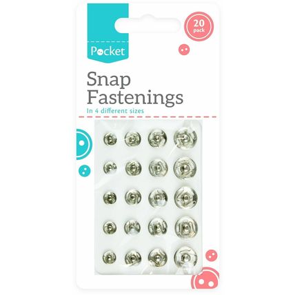 20pc Snap Fastenings Poppers Fasteners Press Studs 7mm 8mm 10mm 12mm Sewing Sew