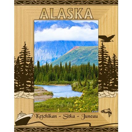 Alaska Ports Sitka Laser Engraved Wood Picture Frame Portrait (5 x 7)