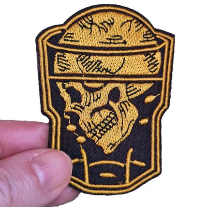 Skull in a Glass 7.5cm x 5.5cm Gothic Horror Emo Embroidered Iron On Patch P223