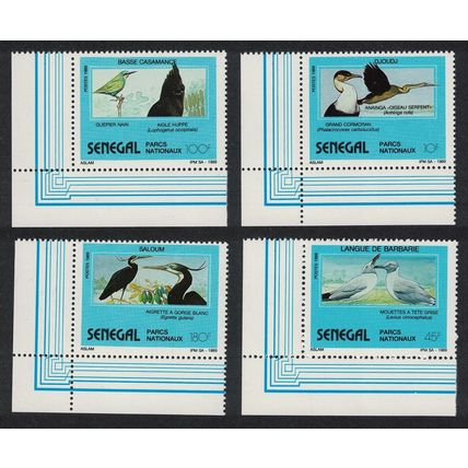 Senegal Eagle Cormorant Darter Heron Birds 4v Corners 1989 MNH SG#1024-1027