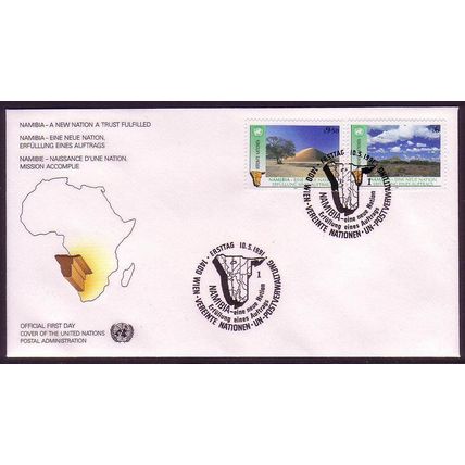 UN Vienna 1st Anniversary of Namibian Independence 2v FDC 1991 SG#V113-V114