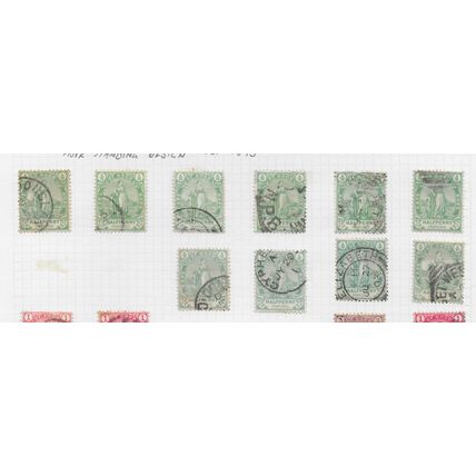 COGH 1893 HOPE ANCHOR CAPE GOOD STANDING HALFPENNY GROUP SHADES POSTMARKS SG58