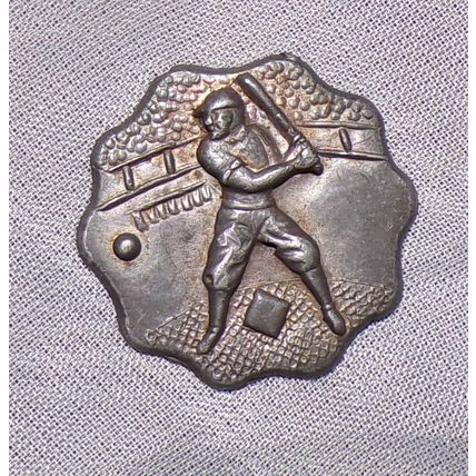 VINTAGE ART DECO ERA 1920's NICKEL BASEBALL POCKET CHARM