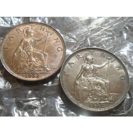 2 x 1932 George V farthing.