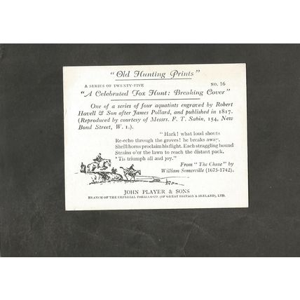 Players Old Hunting Prints 1938 #16 Breaking Cover