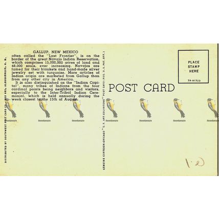 Greetings From Callup, Indian Capital, N Mexico USA, Curteich Postcard, 1940/50s