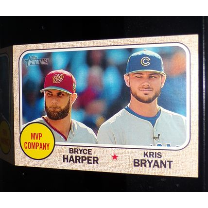 TOPPS HERITAGE 2017 BRYCE HARPER/KRIS BRYANT MVP COMPANY CARD #263