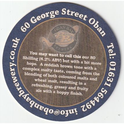 BEER MAT - OBAN BAY BREWERY - SKELPT LUG - (Cat No 005) - (2011)