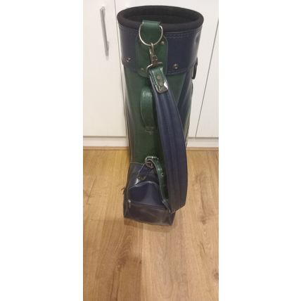 Vintage Retro Donnay Leather Carry Cart Golf Bag Blue Green