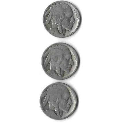 Lot of 3 1923-S US Buffalo Nickel G Grey Sheet $15.00