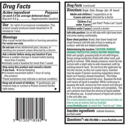 Fleet Liquid Glycerin Suppositories for Adult Constipation, 7.5 Ml, 4 Bottles (1