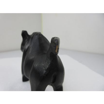 Vintage Warthog Wooden Carved Figure Small 3" Tall Black Wood Primitive Style